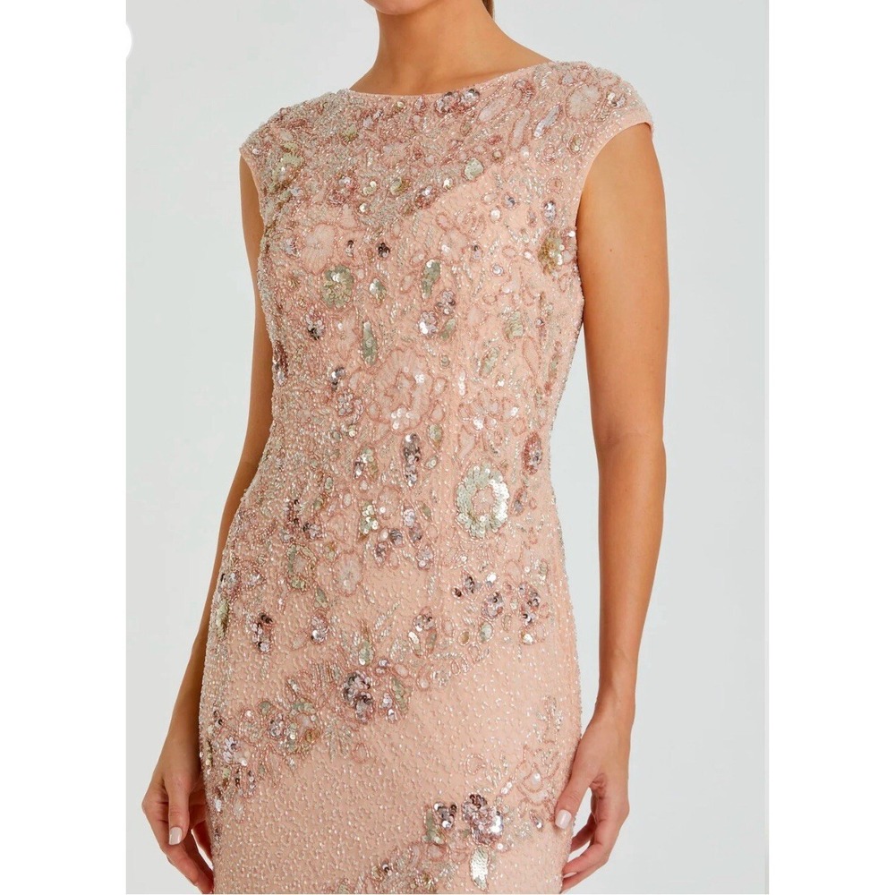 MAC DUGGAL Embellished Bateau Neck Cap Sleeve Gown Size 4 Org $698 - Picture 2 of 6